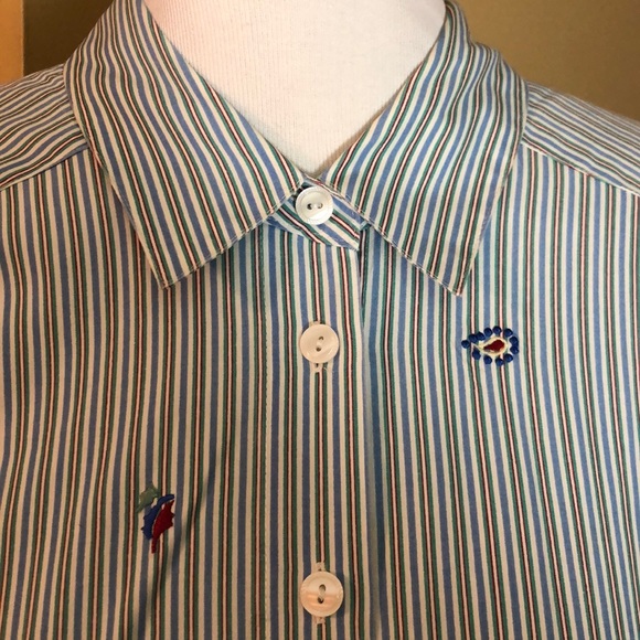 KORET StephanieIISize 2X  Striped Embroidered ButtonDown NoWrinkle Preppy Career - Picture 9 of 16